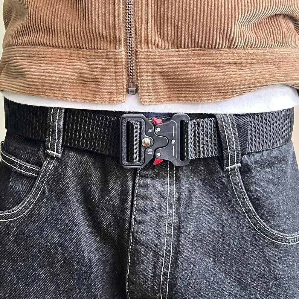 y2k black tactical military unique buckle design belt